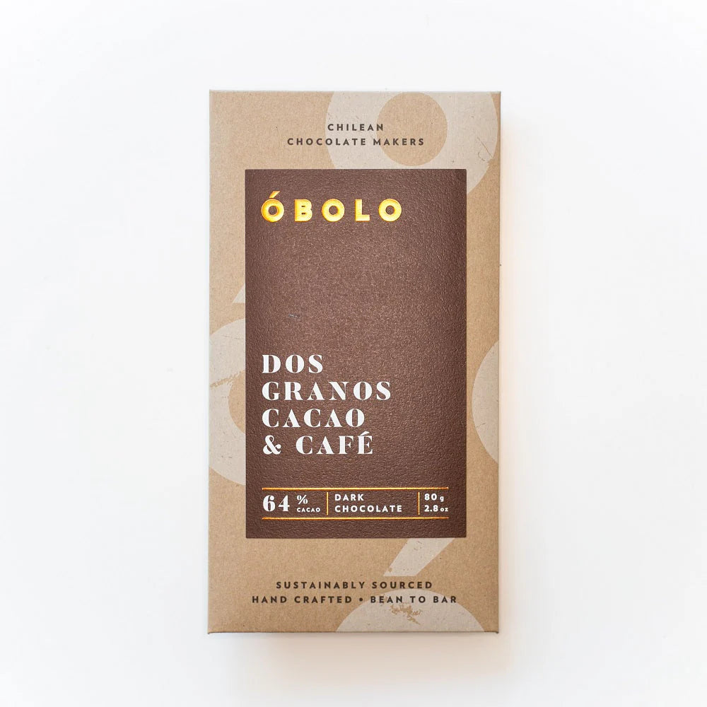 Tableta 64% Cacao Dos Granos Cacao y Café Óbolo 80 gr